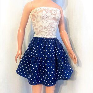 Off white lace to & blue skirt with ruffle - for My Size Barbie Doll 36" New